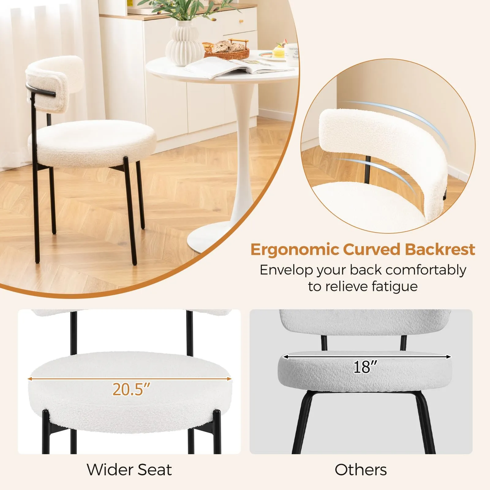 Giantex Boucle Dining Chairs Set of 2
