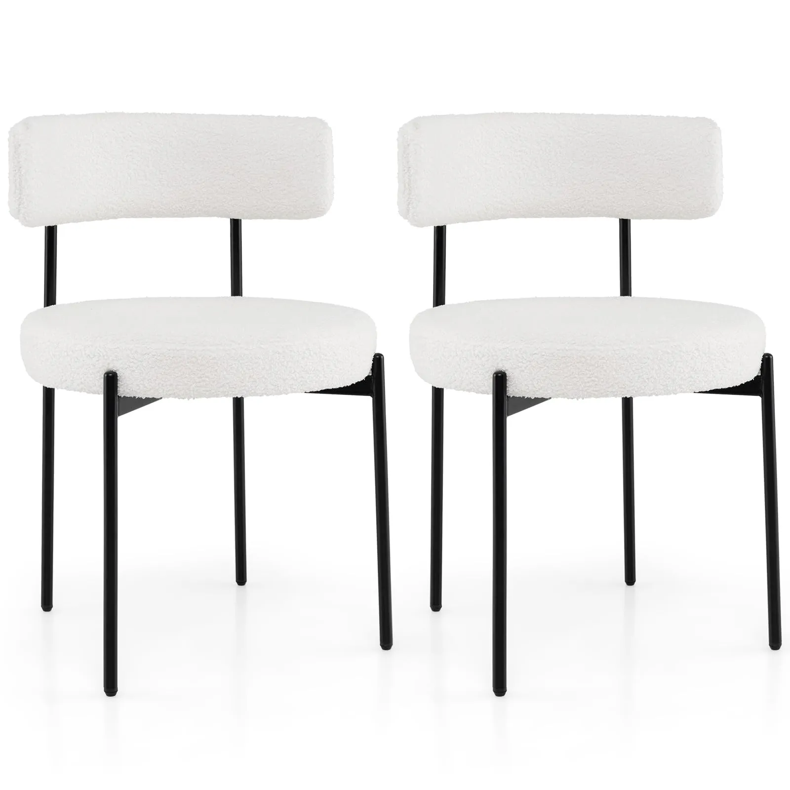 Giantex Boucle Dining Chairs Set of 2 set of dining chairs, wooden chairs