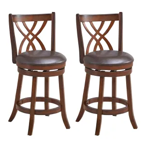 Giantex Brown Bar Stools PU Leather Cushioned Seat and Footrests, for Kitchen Island kitchen barstool, adjustable bar stool