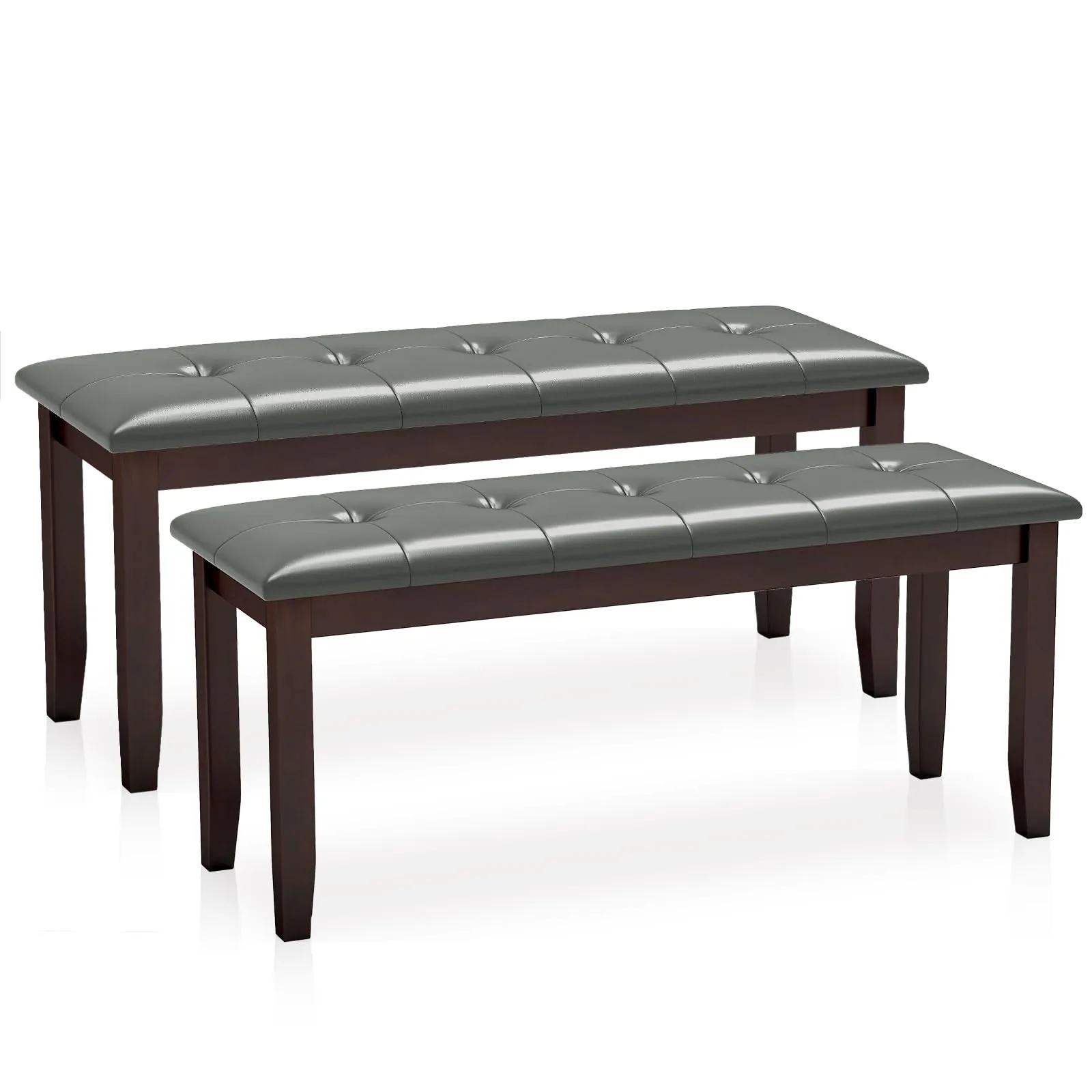 Giantex Button-Tufted Dining Bench, 45.5 PU Leather Upholstered Bench w/Loads 400 Lbs