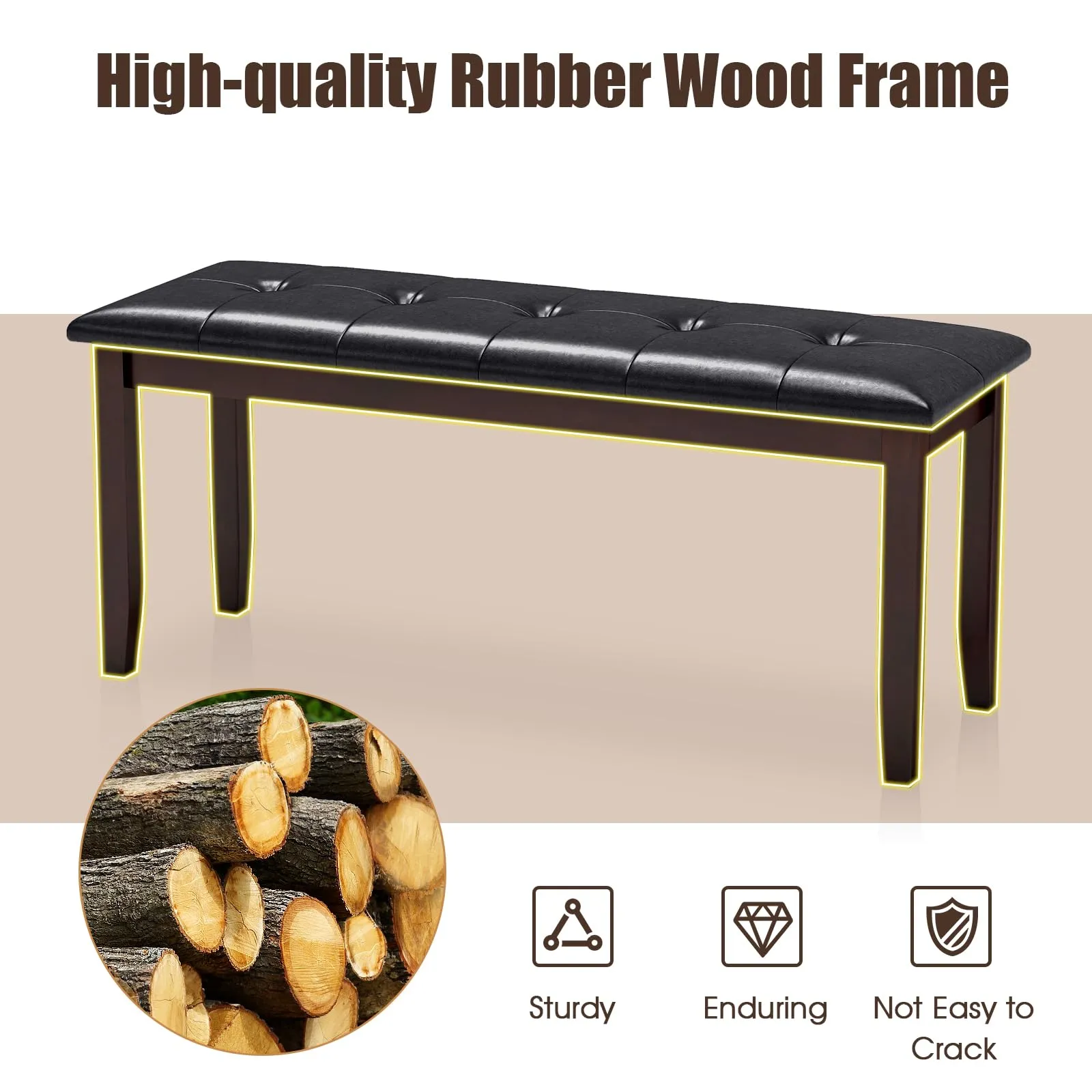 Giantex Button-Tufted Dining Bench, 45.5 PU Leather Upholstered Bench w/Loads 400 Lbs