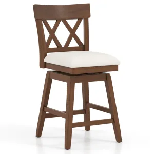 Giantex Counter Height Bar Stool with Crossed Backs and Rubber Wood Legs kitchen barstool, adjustable bar stool
