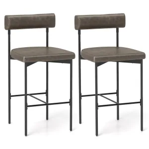 Giantex Counter Height Bar Stools, 26 Inch Upholstered Bar Chairs with Back kitchen barstool, adjustable bar stool