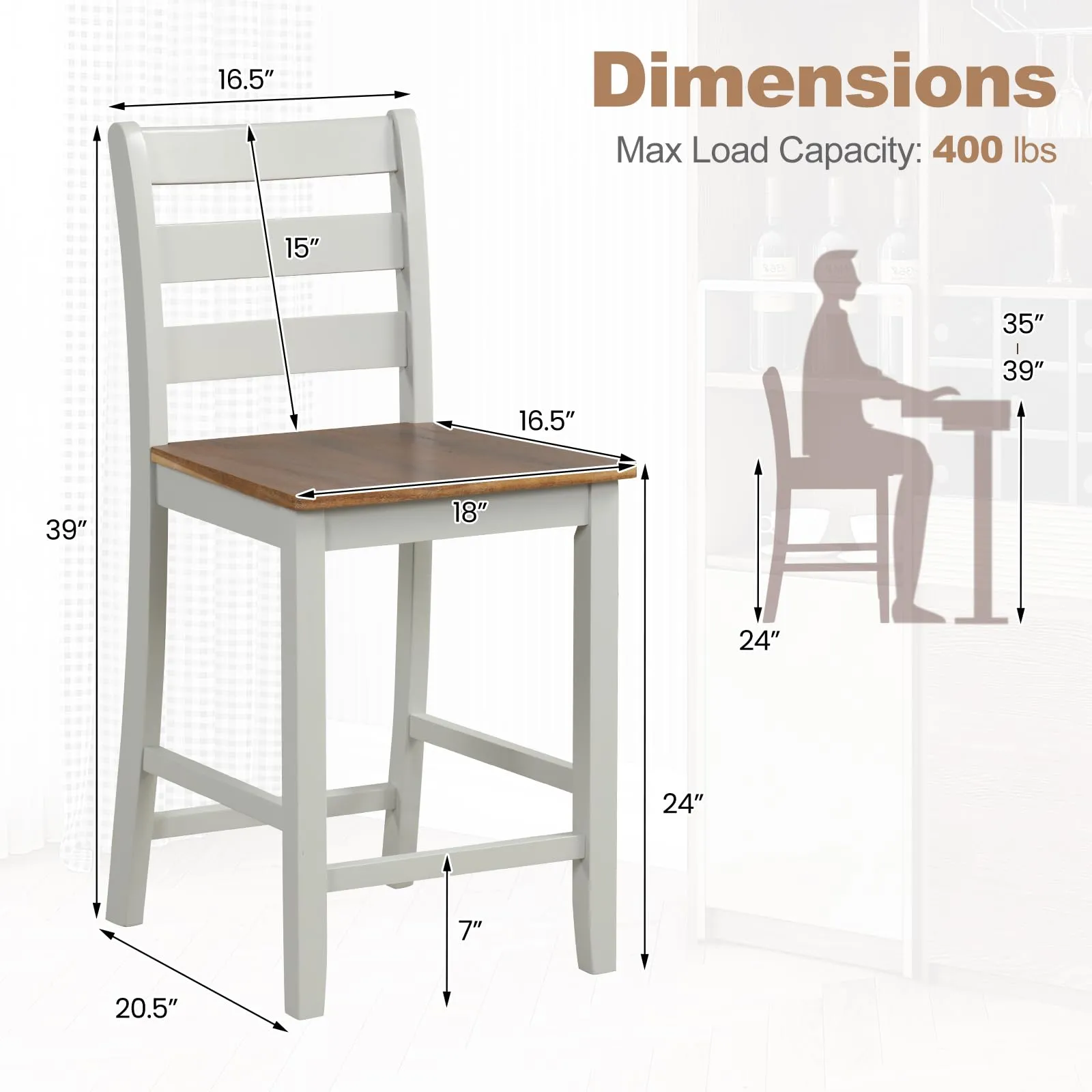 Giantex Counter Height Bar Stools Set