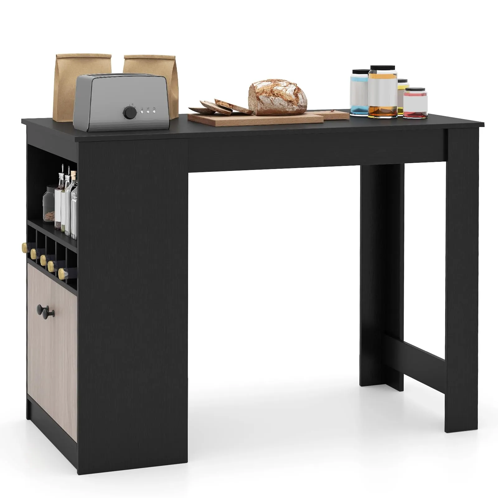 Giantex Counter Height Bar Table with Storage Cabinet farmhouse dining table, extendable dining table