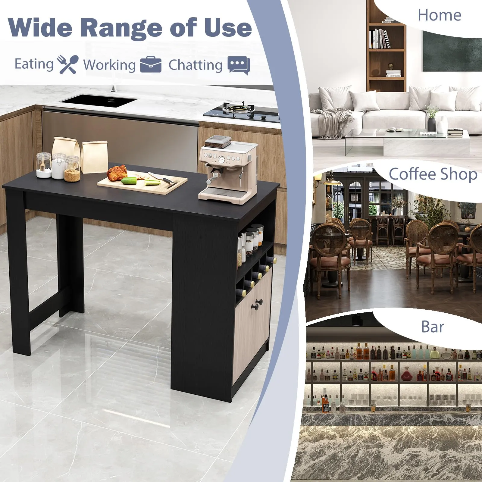Giantex Counter Height Bar Table with Storage Cabinet
