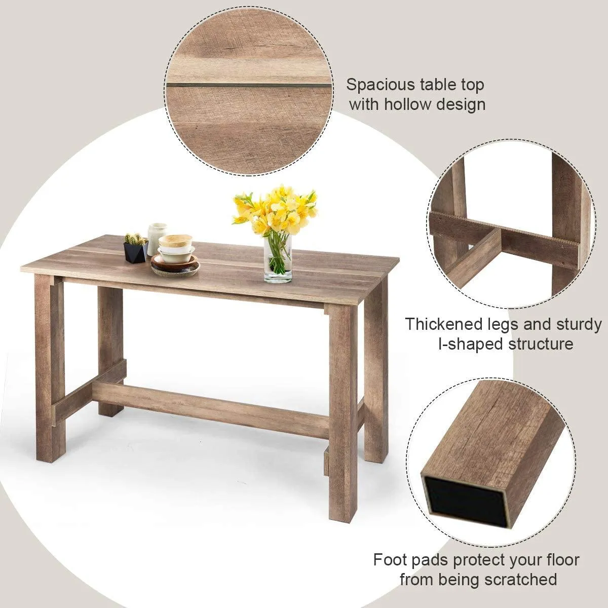 Giantex Counter Height Dining Table, 55" x 25.5" x 35.5" Rectangular Counter Table