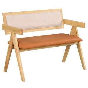 Giantex Dining Bench with Back, Accent Wooden Bench with Armrest set of dining chairs, wooden chairs