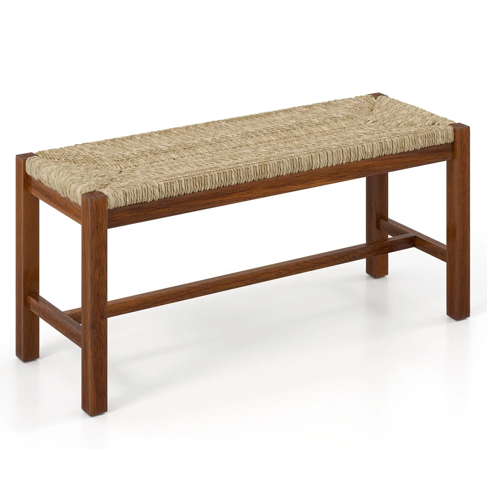 Giantex Dining Bench with Woven Seagrass Woven Seat set of dining chairs, wooden chairs