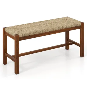 Giantex Dining Bench with Woven Seagrass Woven Seat set of dining chairs, wooden chairs