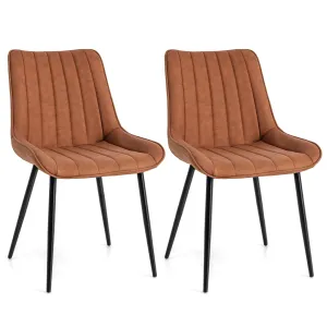Giantex Dining Chairs, Faux-Leather Fabric Kitchen Chairs, Upholstered Leisure Chairs w/Metal Legs set of dining chairs, wooden chairs