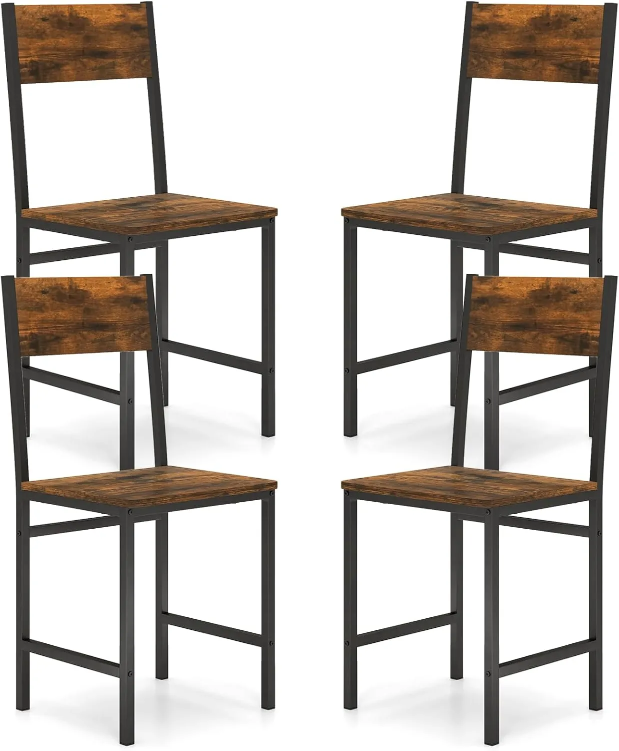 Giantex Dining Chairs Set, Industrial Kitchen Chairs with Metal Legs, Slanted Back