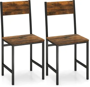 Giantex Dining Chairs Set, Industrial Kitchen Chairs with Metal Legs, Slanted Back set of dining chairs, wooden chairs