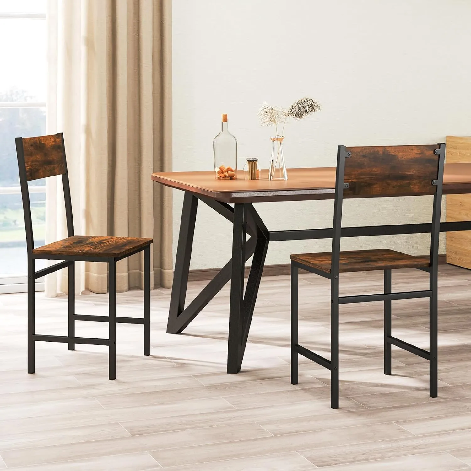 Giantex Dining Chairs Set, Industrial Kitchen Chairs with Metal Legs, Slanted Back