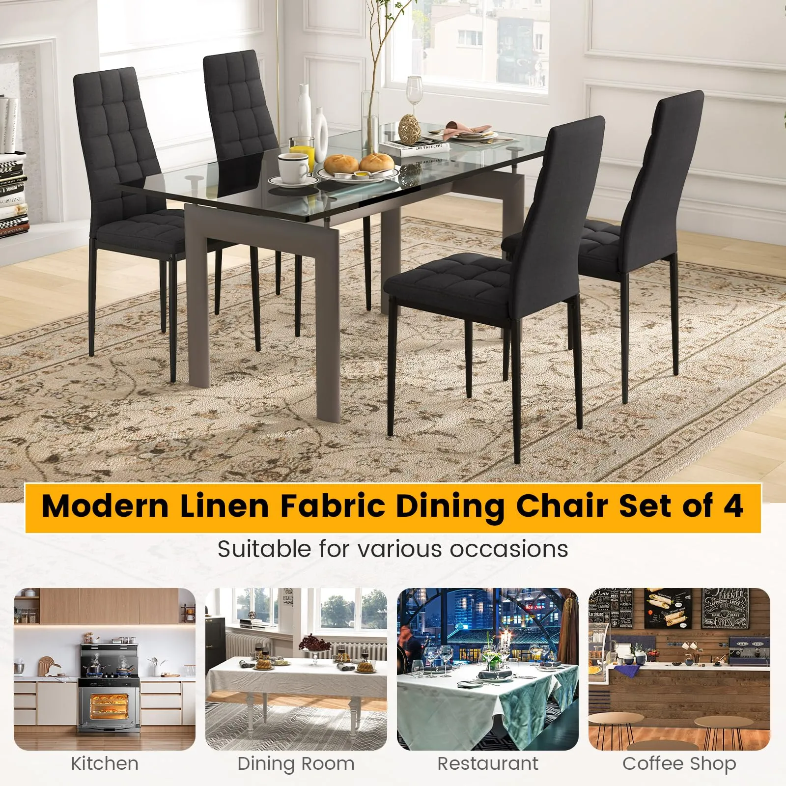 Giantex Dining Chairs Set of 4 Black