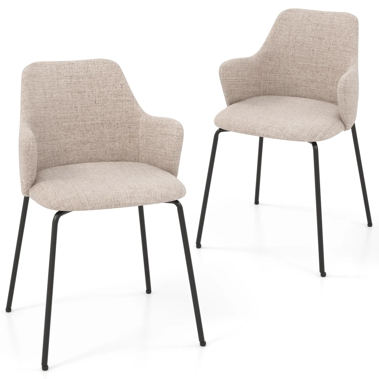 Giantex Dining Chairs Set, Upholstered Accent Chairs w/Curved Backrest