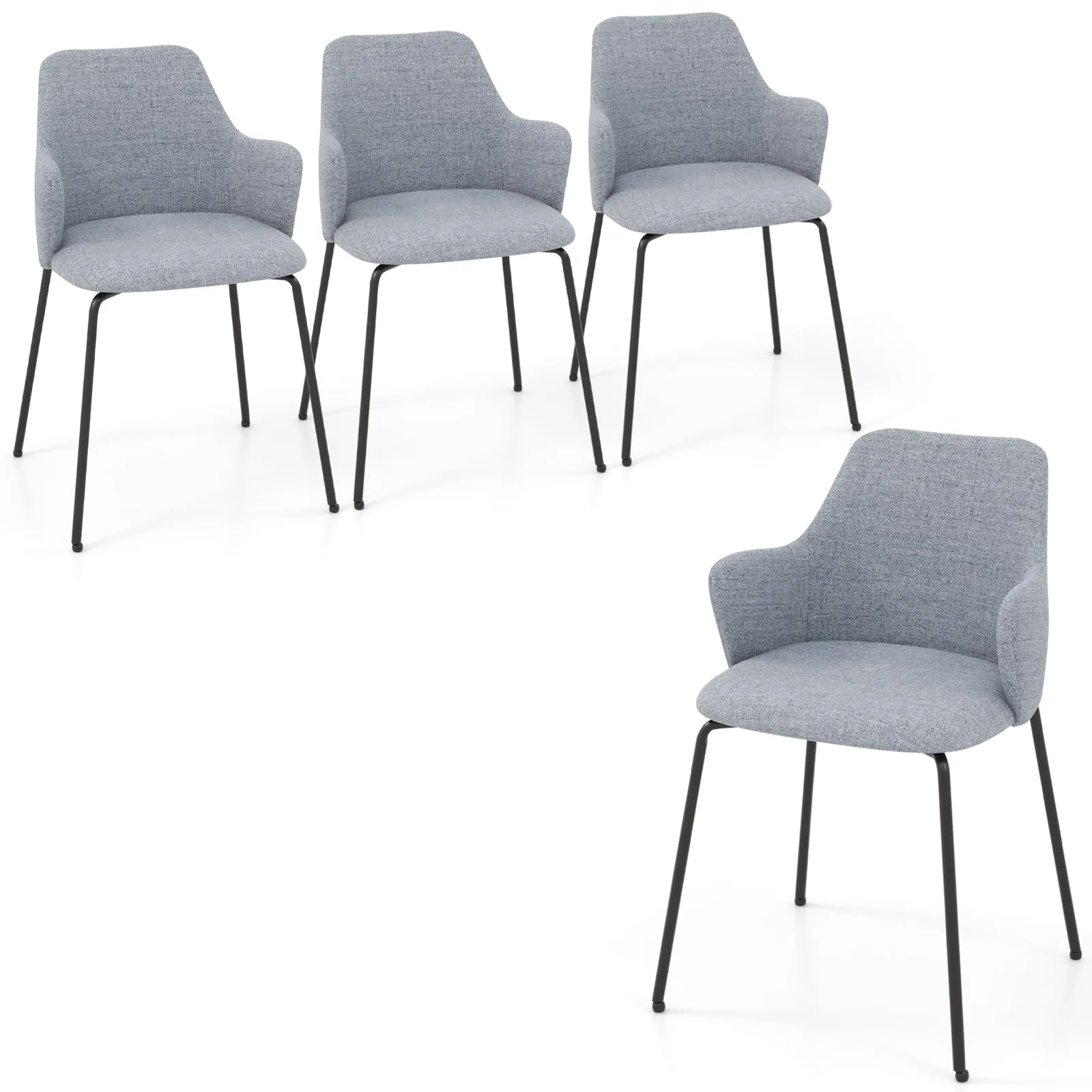 Giantex Dining Chairs Set, Upholstered Accent Chairs w/Curved Backrest set of dining chairs, wooden chairs