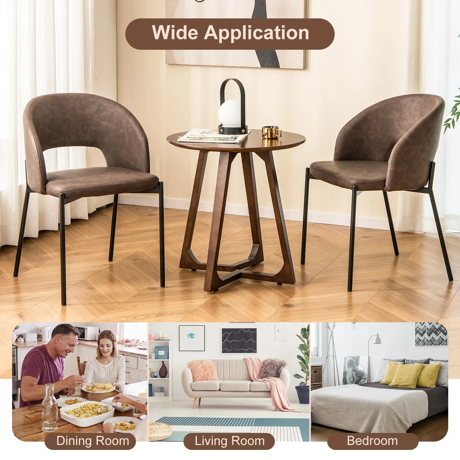 Giantex Dining Chairs, Upholstered Accent Chairs w/High-Density Sponge Cushion