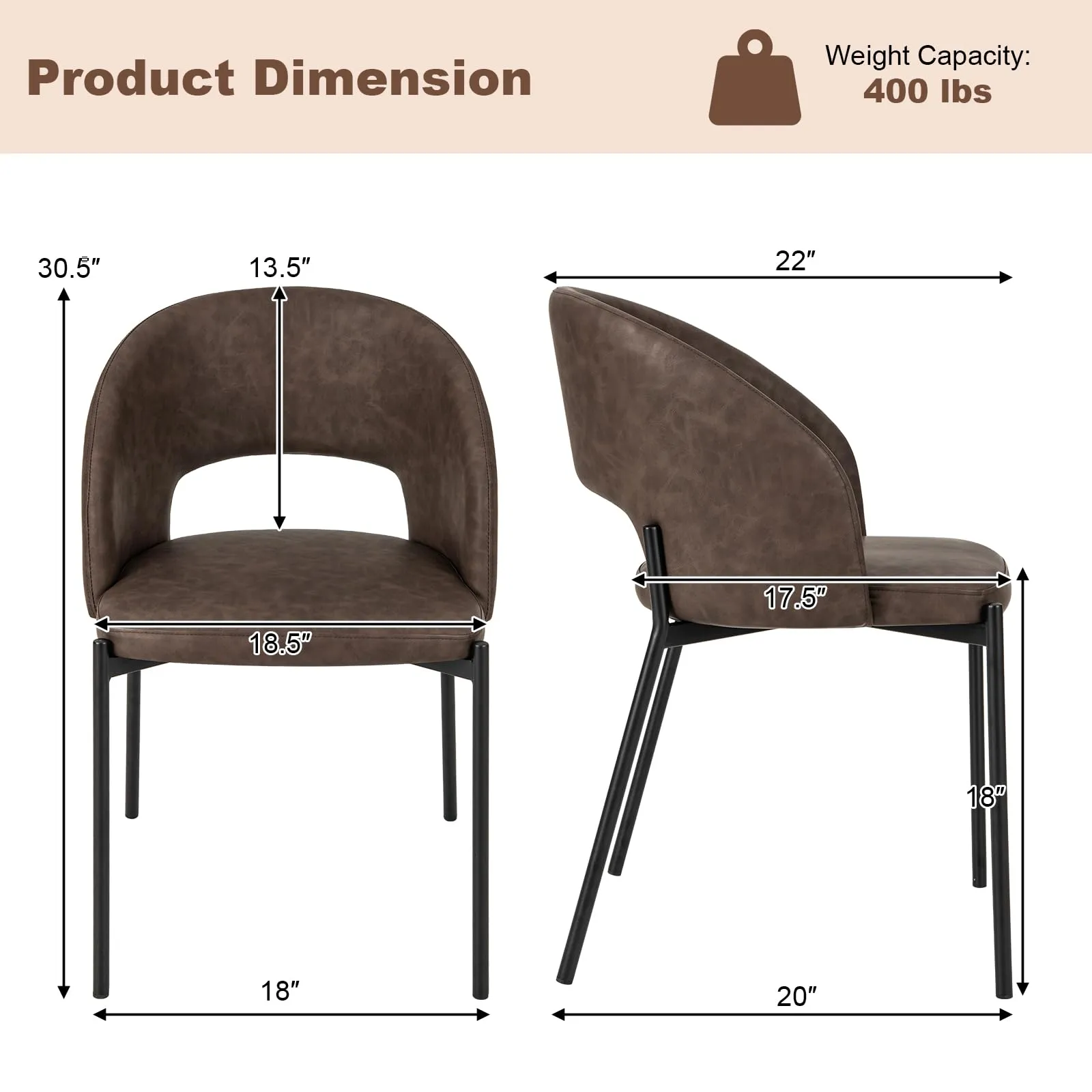 Giantex Dining Chairs, Upholstered Accent Chairs w/High-Density Sponge Cushion