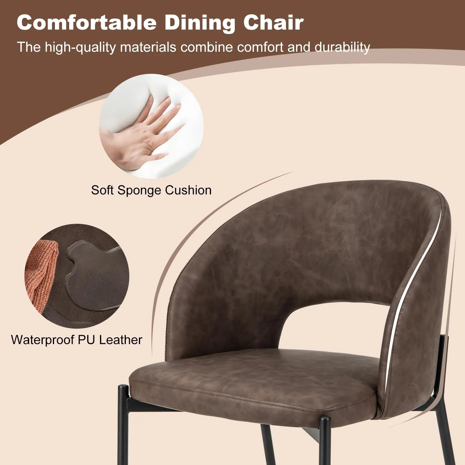 Giantex Dining Chairs, Upholstered Accent Chairs w/High-Density Sponge Cushion