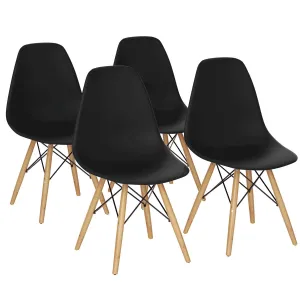 Giantex Dining DSW Chairs with Linen Cushion, Modern Mid Century Shell Chairs w/ Wood Legs set of dining chairs, wooden chairs