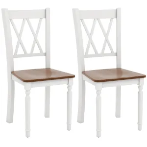 Giantex Dining Room Chairs Set of 2 White, Wooden Farmhouse Kitchen Chairs with Rubber Wood Seat set of dining chairs, wooden chairs