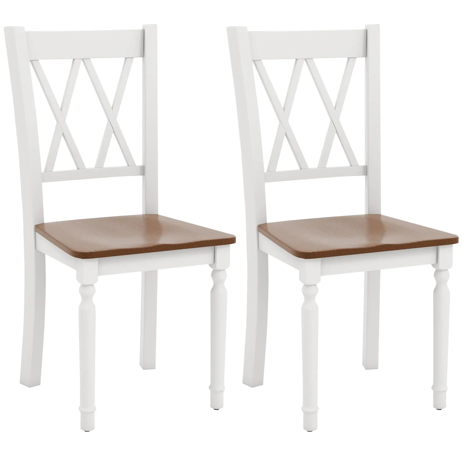 Giantex Dining Room Chairs Set of 2 White, Wooden Farmhouse Kitchen Chairs with Rubber Wood Seat set of dining chairs, wooden chairs