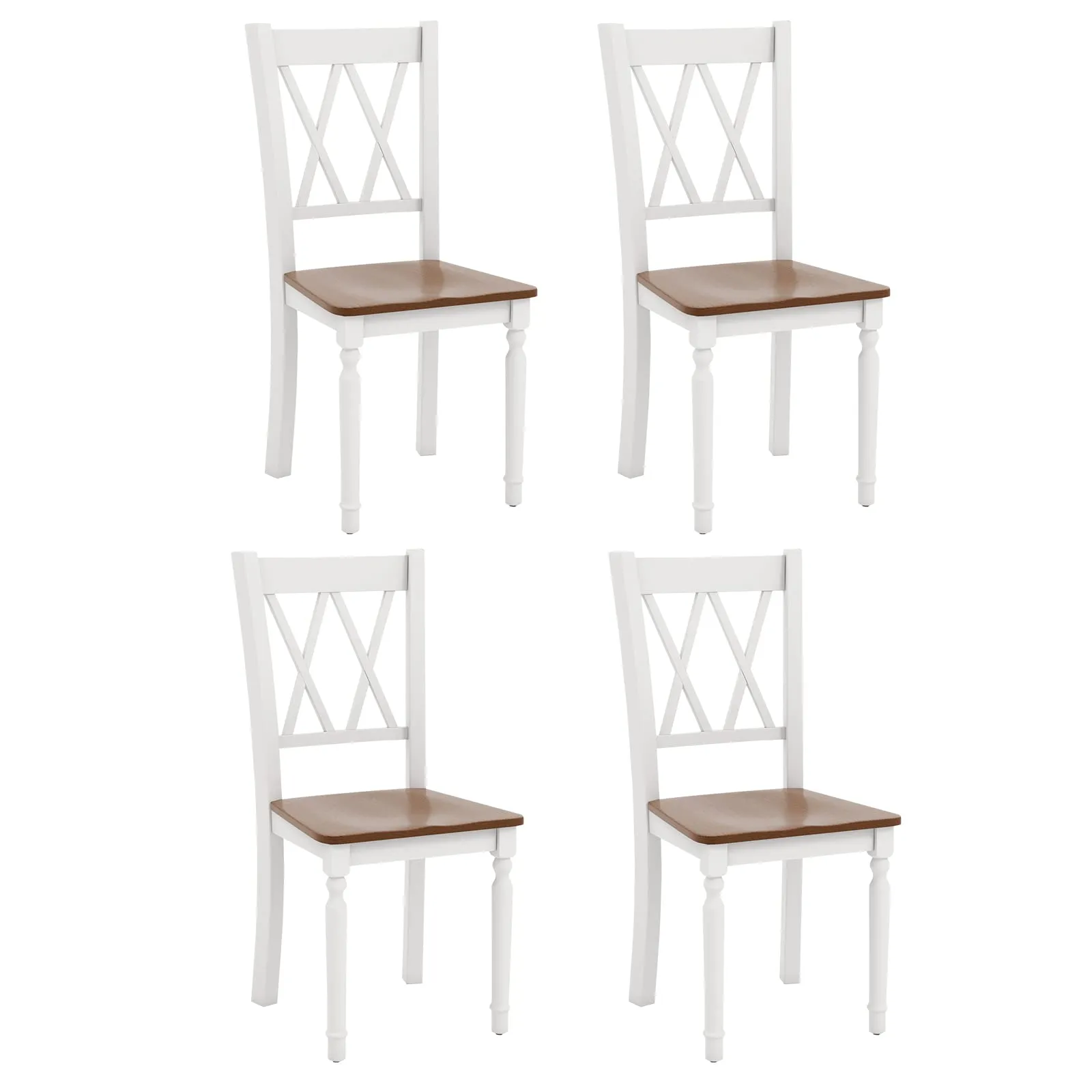 Giantex Dining Room Chairs Set of 4 White - Wooden Farmhouse Kitchen Chairs with Rubber Wood Seat set of dining chairs, wooden chairs