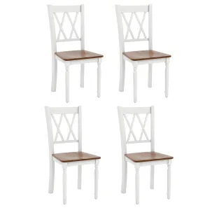 Giantex Dining Room Chairs Set of 4 White - Wooden Farmhouse Kitchen Chairs with Rubber Wood Seat set of dining chairs, wooden chairs