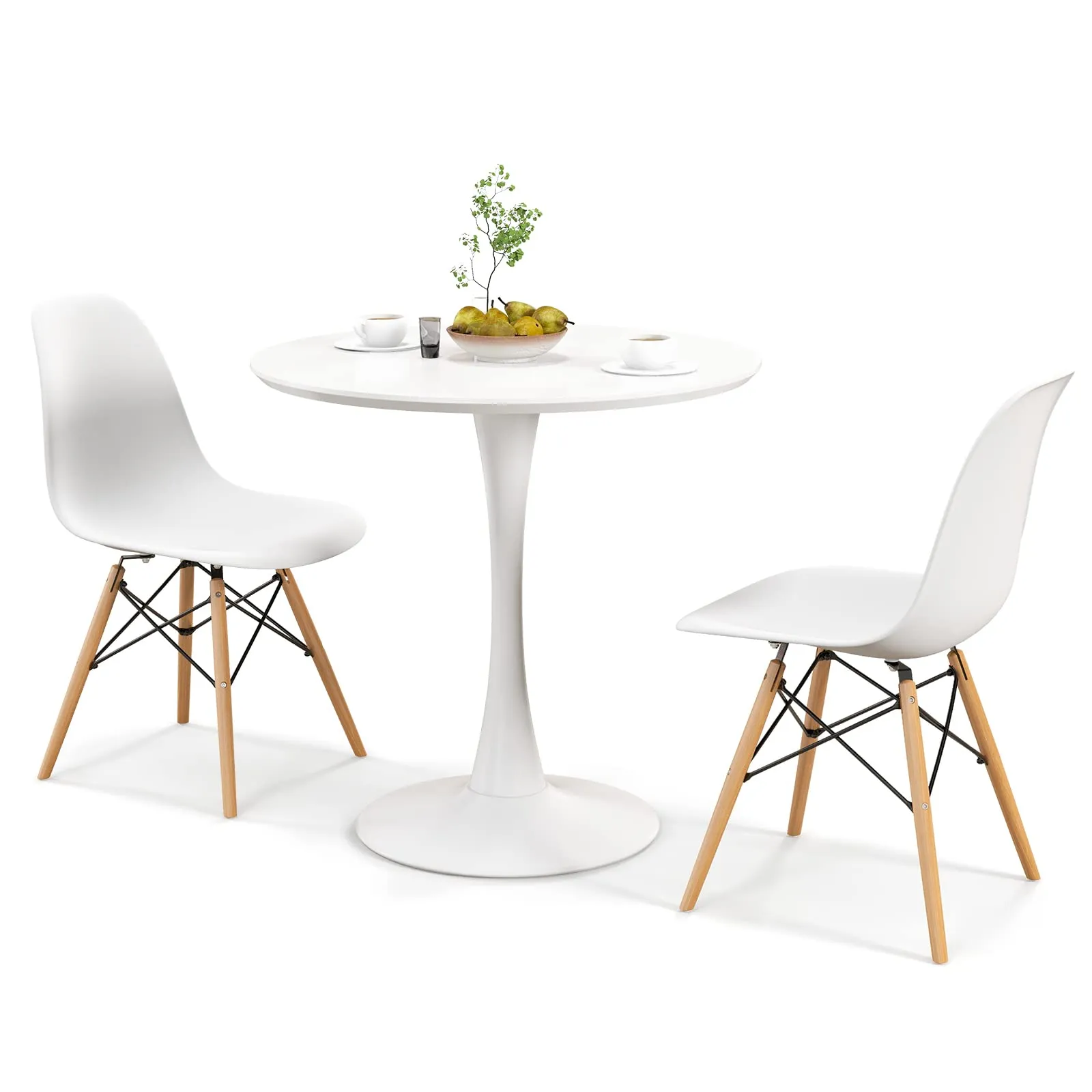 Giantex Dining Room Table Set for 2 or 4, Compact Kitchen Dining Table Set with 32" Round Table and DSW Chairs tablecloth, dining table