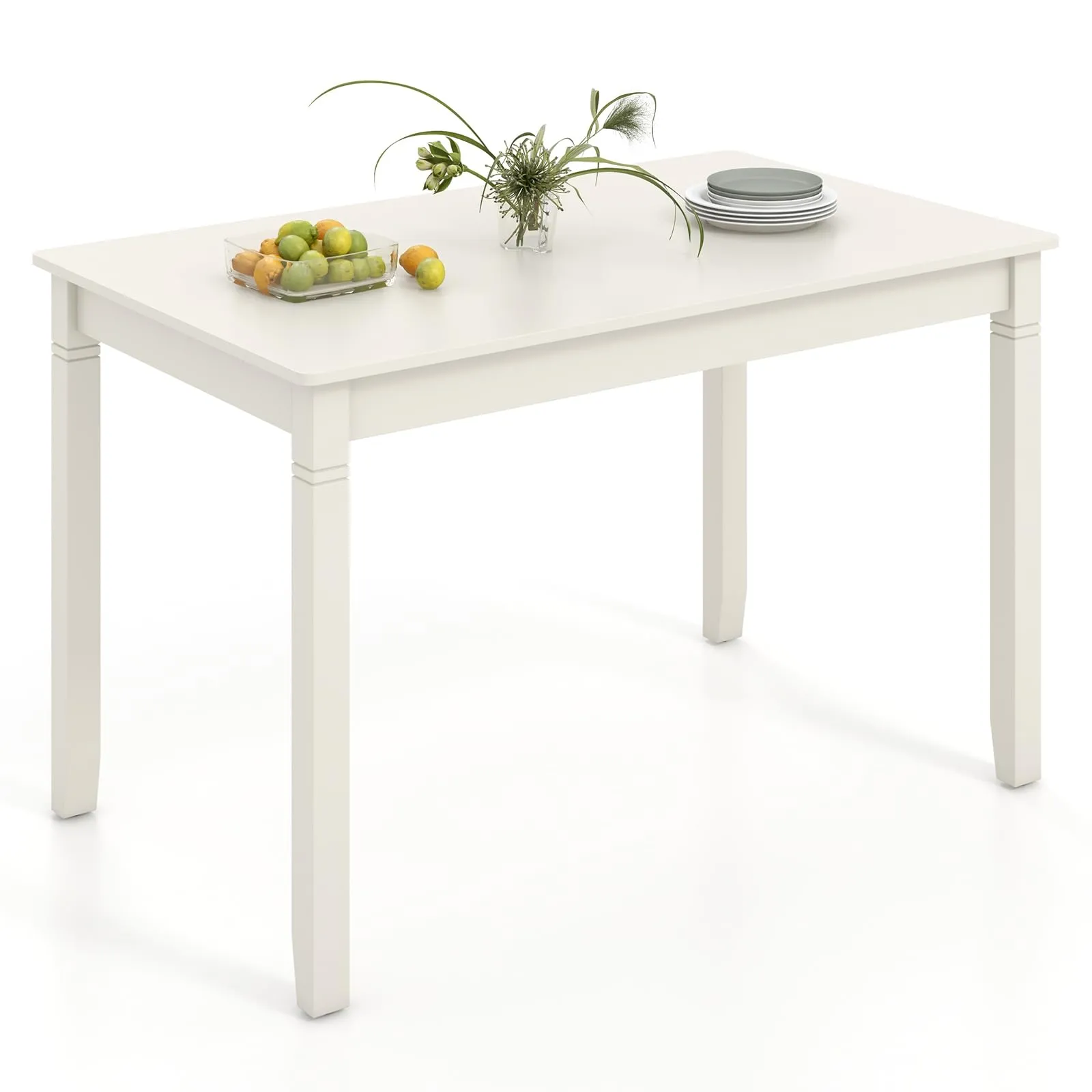 Giantex Dining Table for 4 People, 48 x 29 Kitchen Table with Wood Legs, Rectangular Dinner Table for Small Space