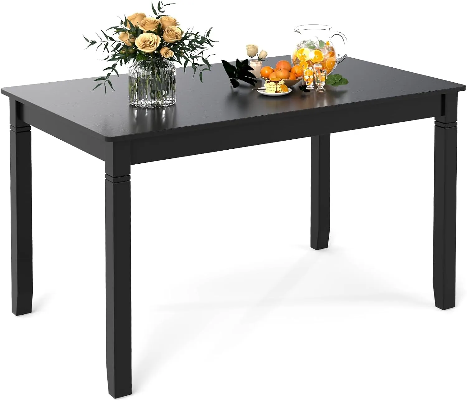 Giantex Dining Table for 4 People, 48 x 29 Kitchen Table with Wood Legs, Rectangular Dinner Table for Small Space