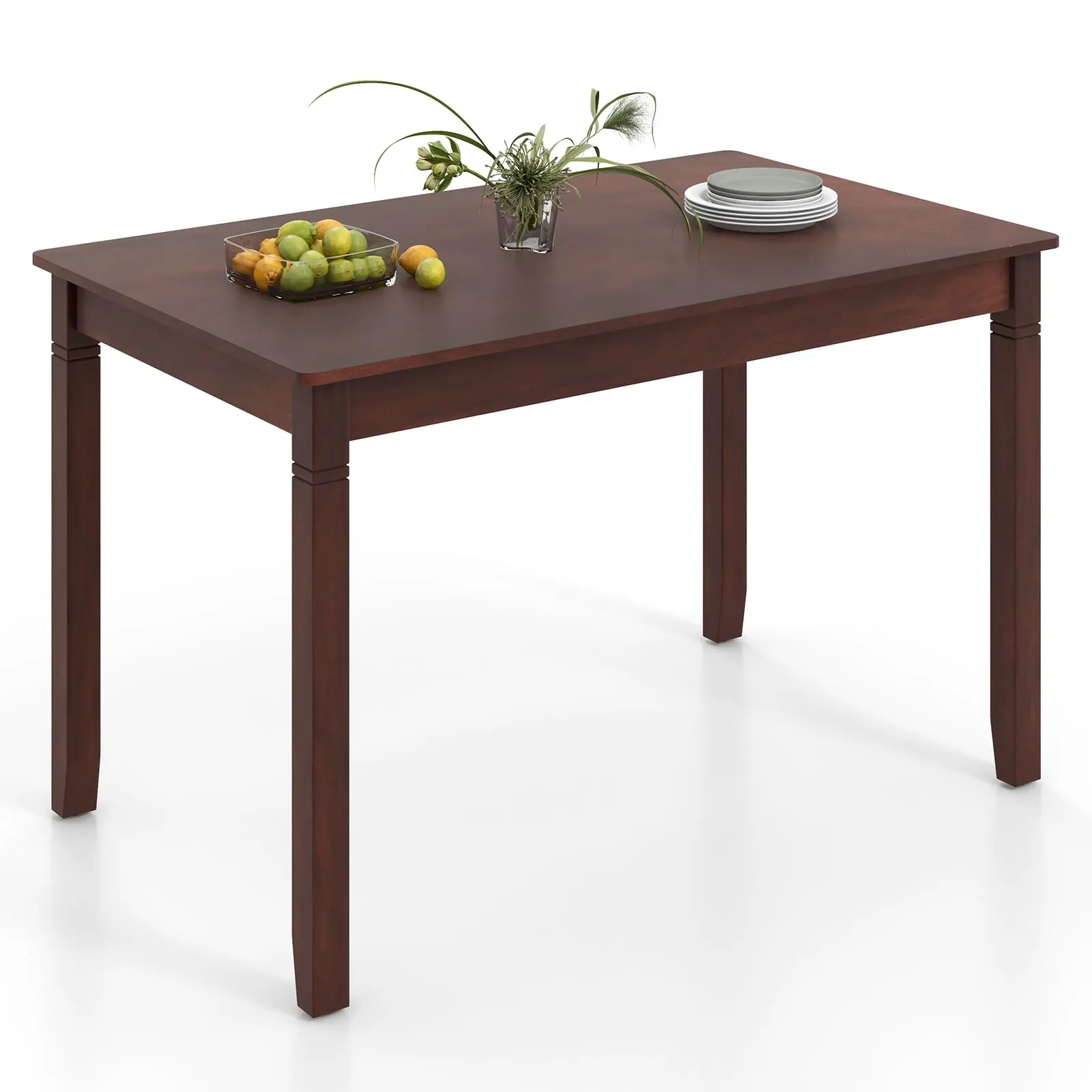 Giantex Dining Table for 4 People, 48 x 29 Kitchen Table with Wood Legs, Rectangular Dinner Table for Small Space