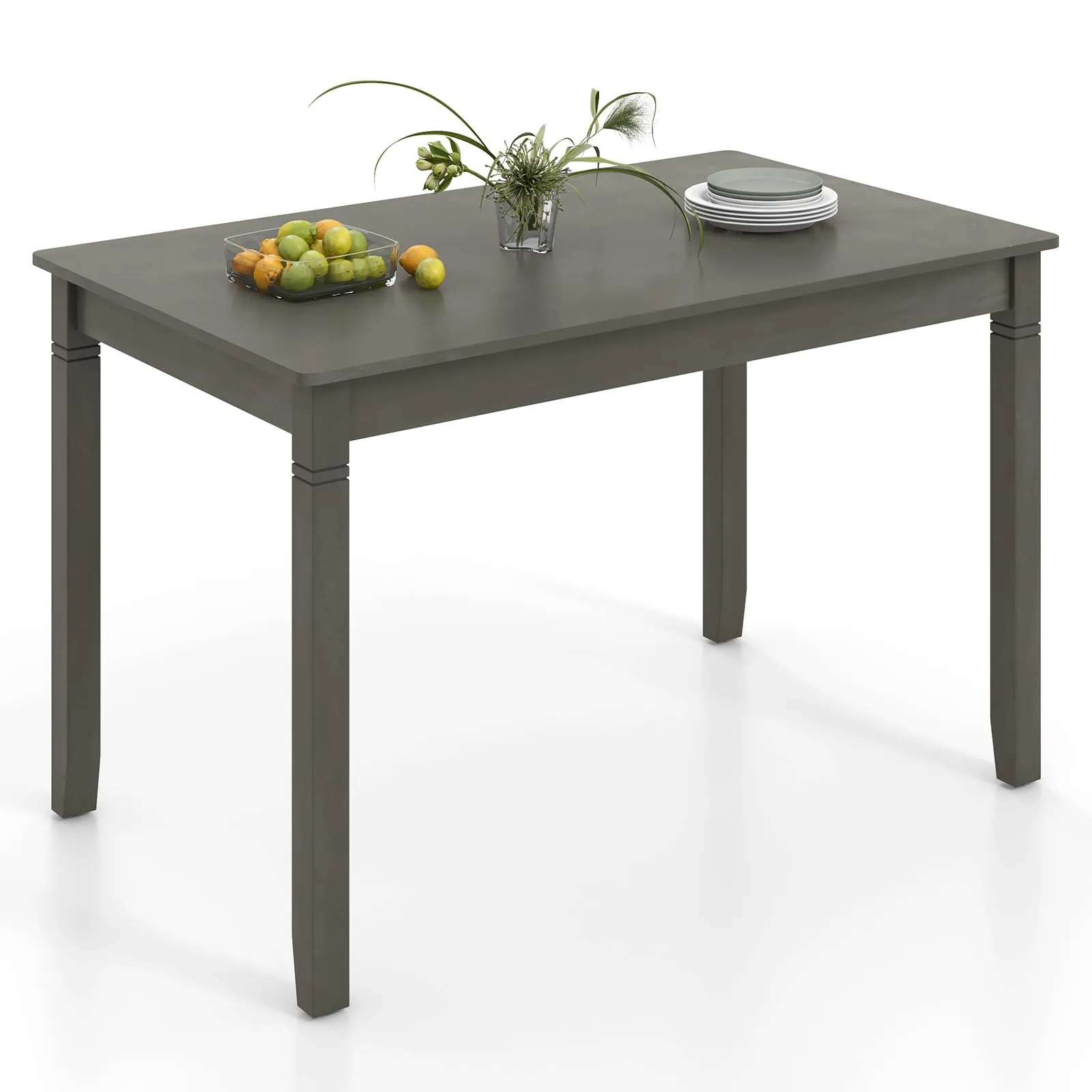 Giantex Dining Table for 4 People, 48 x 29 Kitchen Table with Wood Legs, Rectangular Dinner Table for Small Space