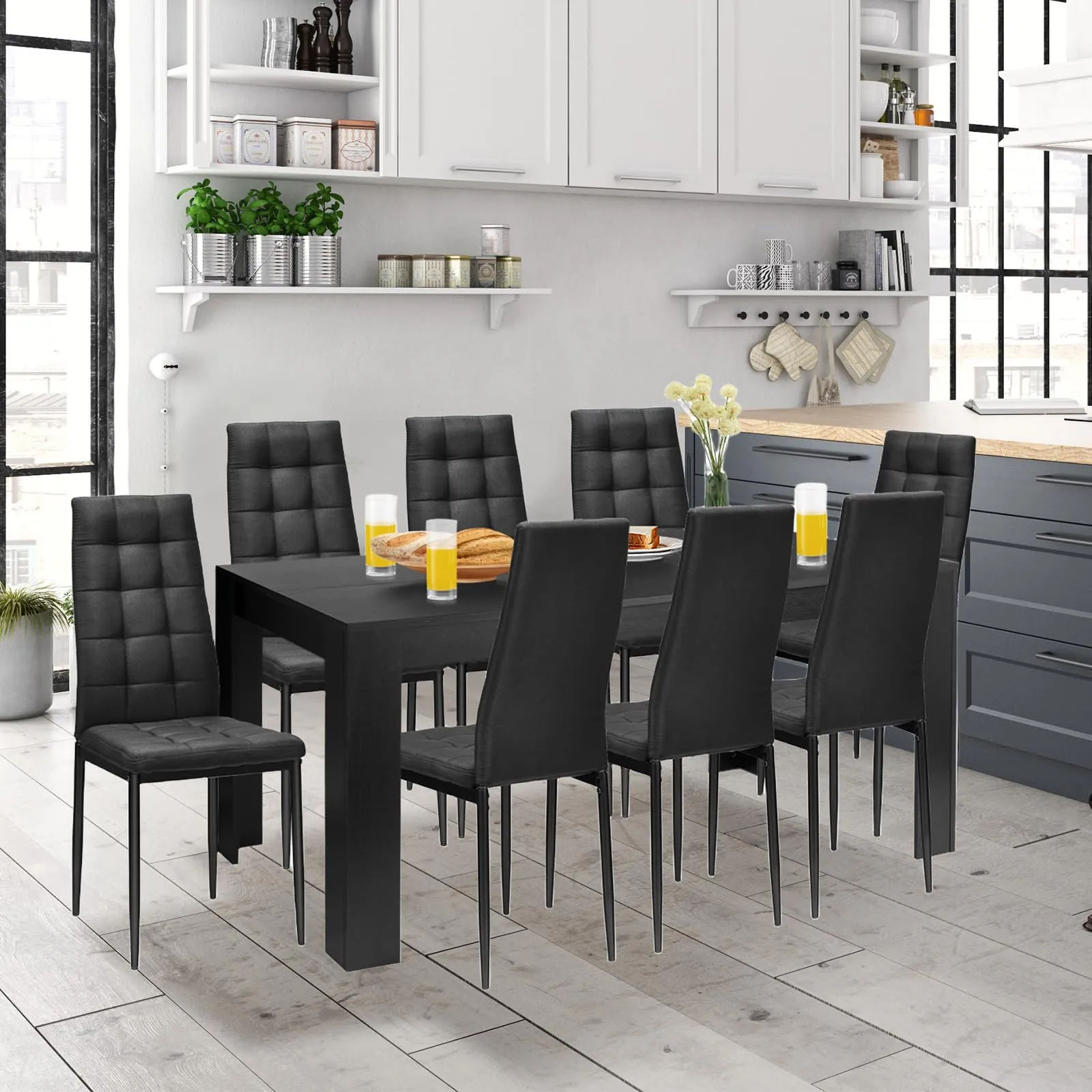 Giantex Dining Table for 6-8, Wood Rectangular Table, 63" L x 31.5" W x 30" H Large Farmhouse Center Table