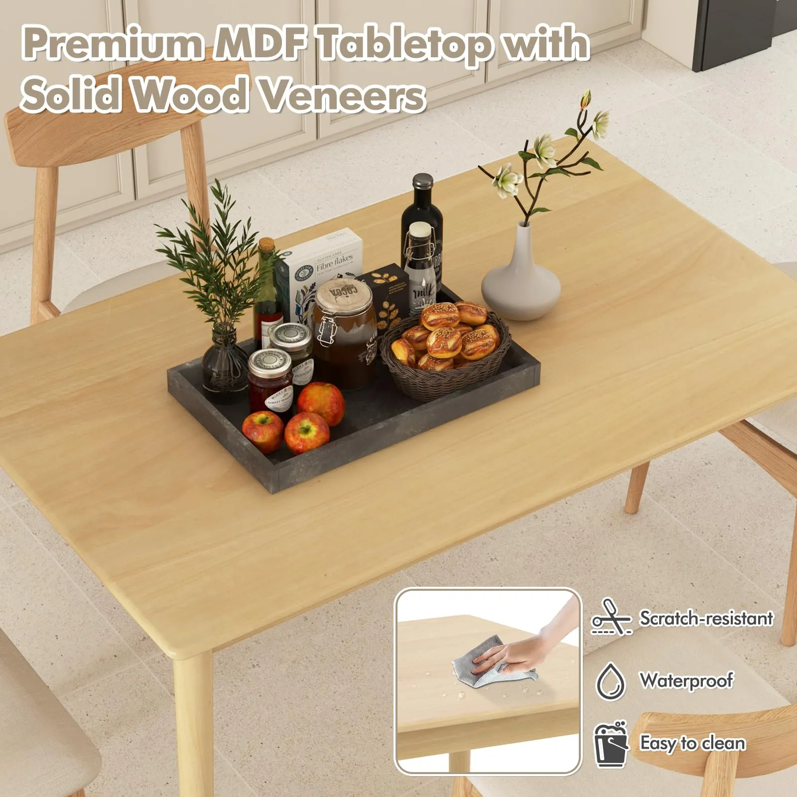 Giantex Dining Table, Rectangular Kitchen Table for 4 People, 48 Inch Dinner Table with Rubber Wood Legs,Load 220 LBS