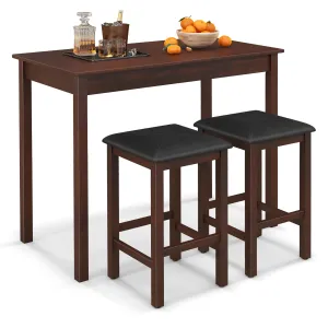 Giantex Dining Table Set for 2, Counter Height Dining Table Set with 2 Bar Stools, Wood Legs, Dinette Table Set tablecloth, dining table