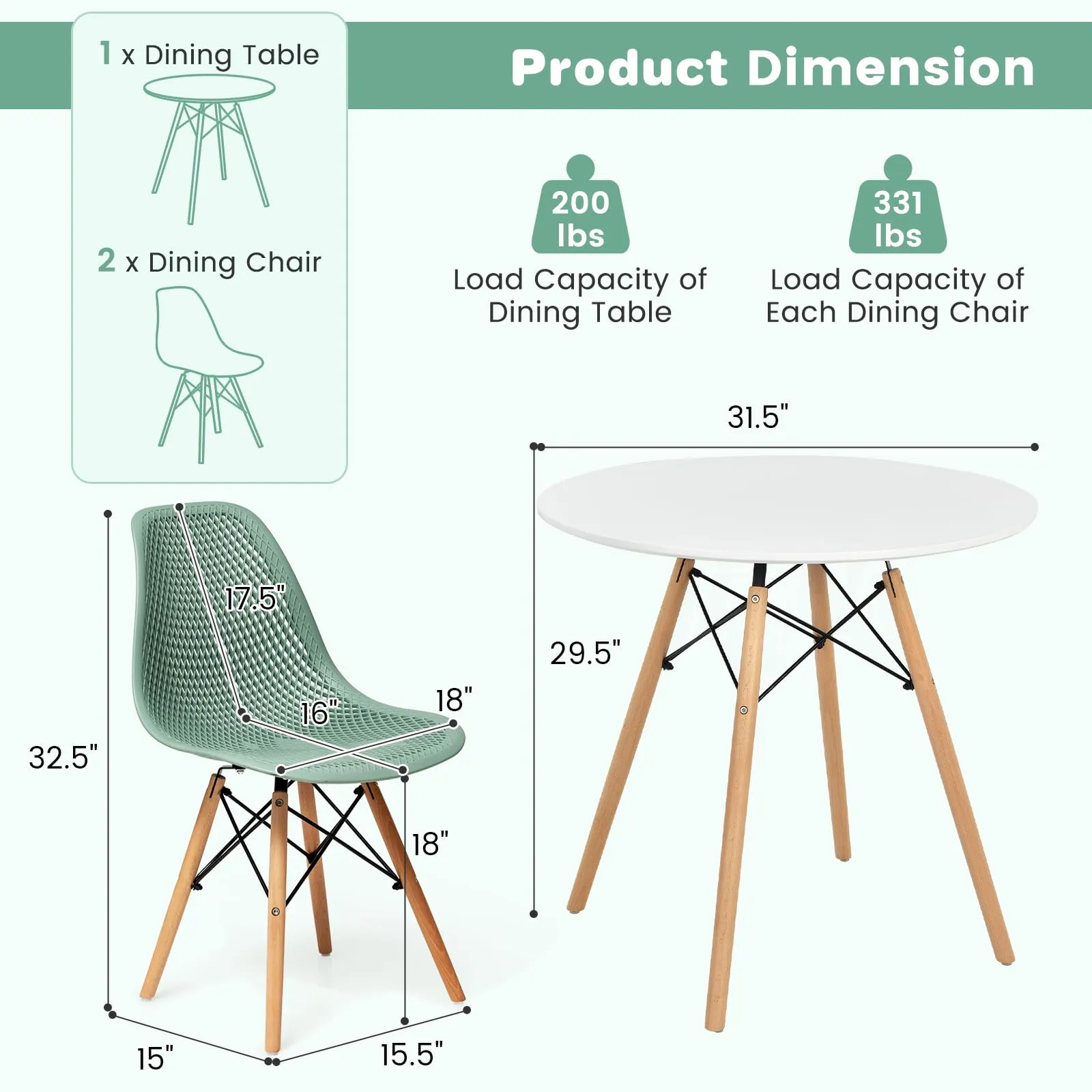 Giantex Dining Table Set for 2 or 4