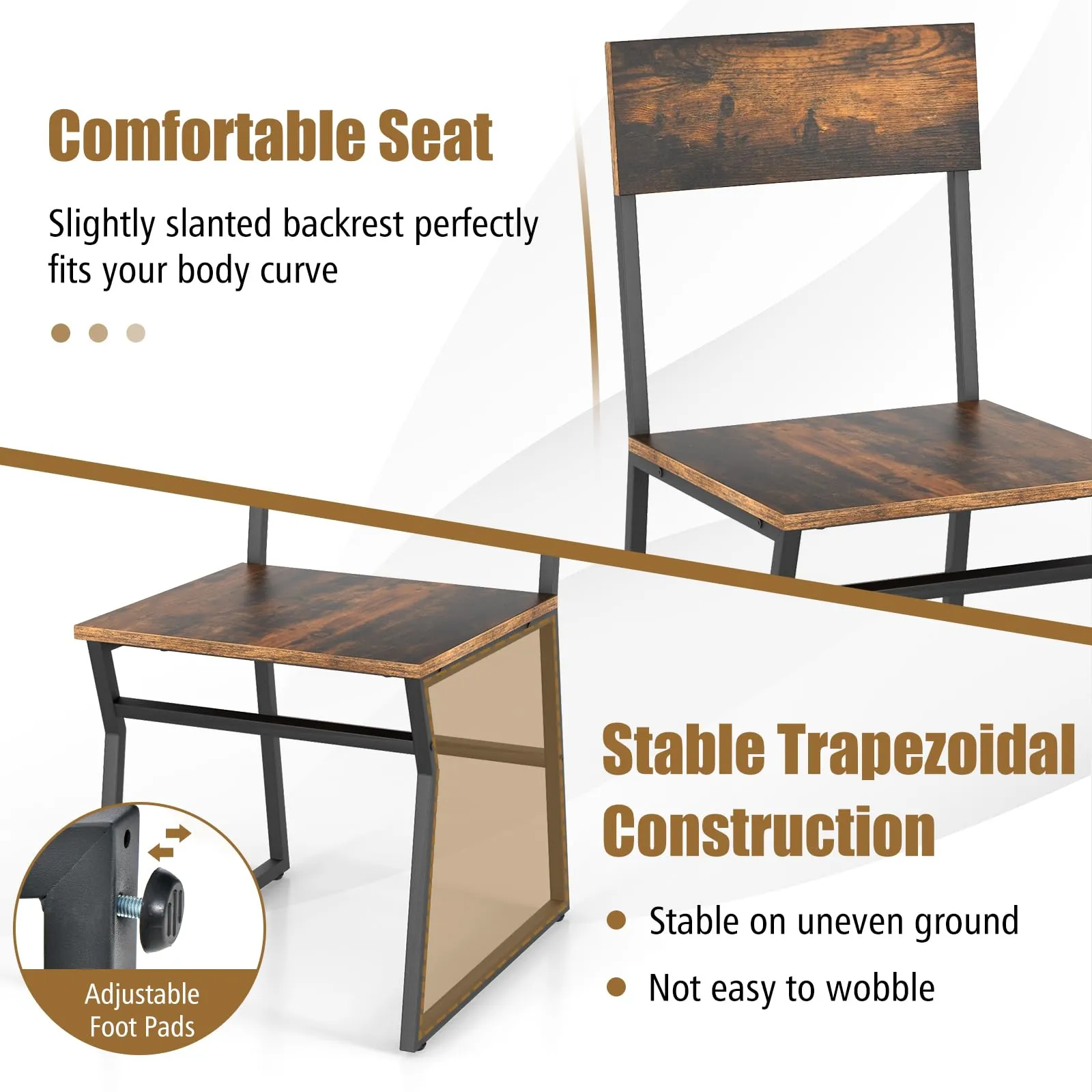 Giantex Dining Table Set for 4, 47L x 28W Rectangular Kitchen Table w/ 4 Trapezoid Chairs