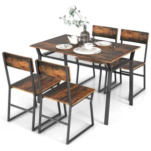Giantex Dining Table Set for 4, 47L x 28W Rectangular Kitchen Table w/ 4 Trapezoid Chairs tablecloth, dining table