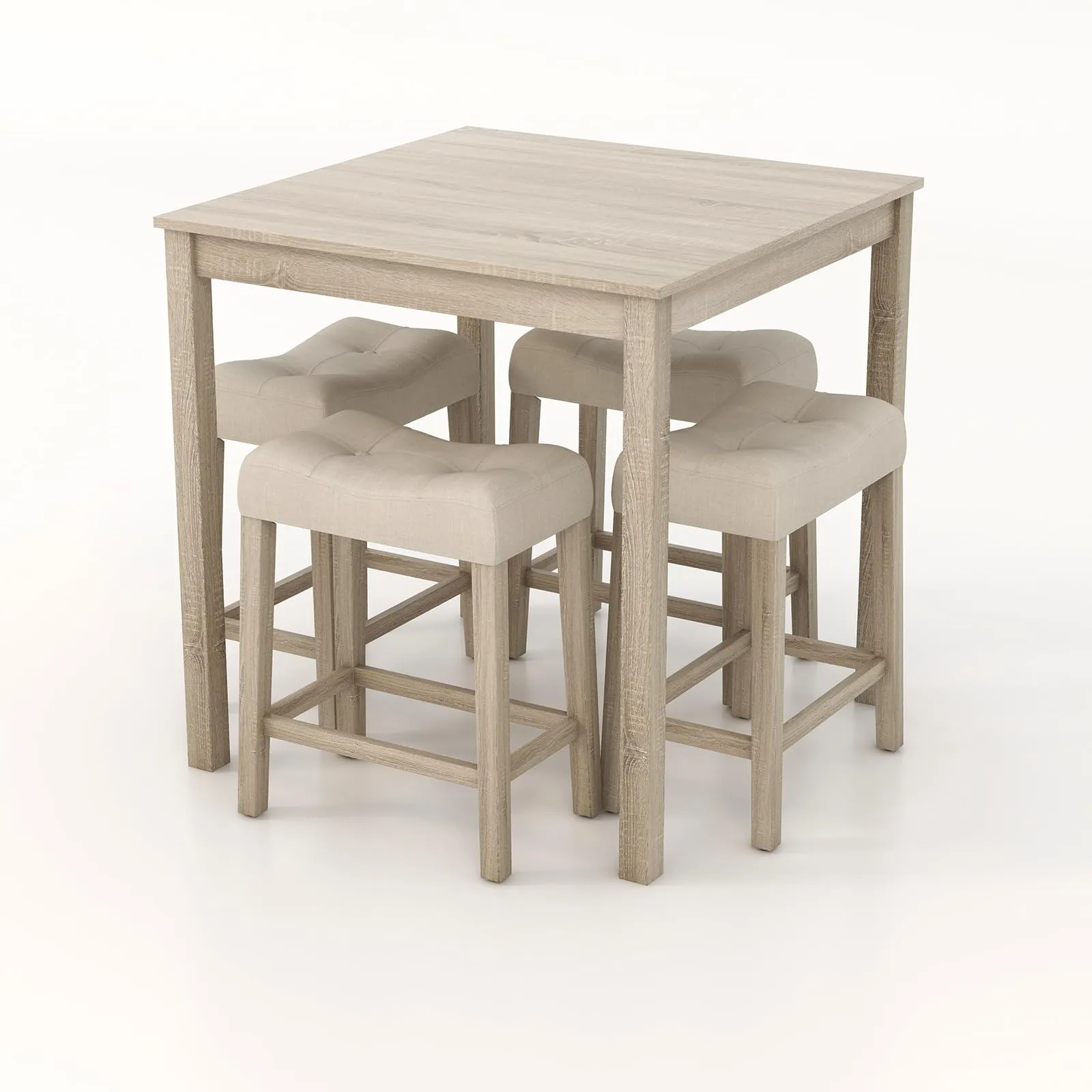 Giantex Dining Table Set for 4, 5-Piece Bar Table Set with 35x35 Square Table, 18x11 Padded Stools