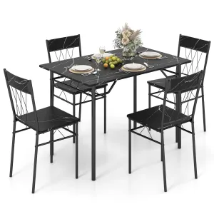 Giantex Dining Table Set for 4, 5-Piece Breakfast Nook with Kitchen Table, 4 Dining Chairs tablecloth, dining table