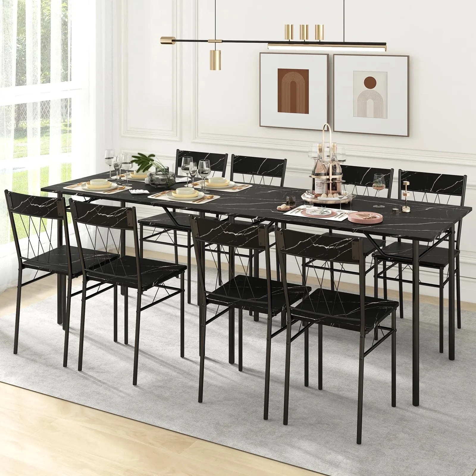 Giantex Dining Table Set for 4, 5-Piece Breakfast Nook with Kitchen Table, 4 Dining Chairs