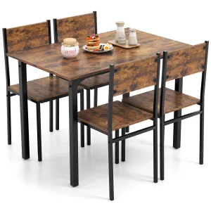 Giantex Dining Table Set for 4, 5-Piece Kitchen Table Set with Dinner Table, Dining Chairs tablecloth, dining table