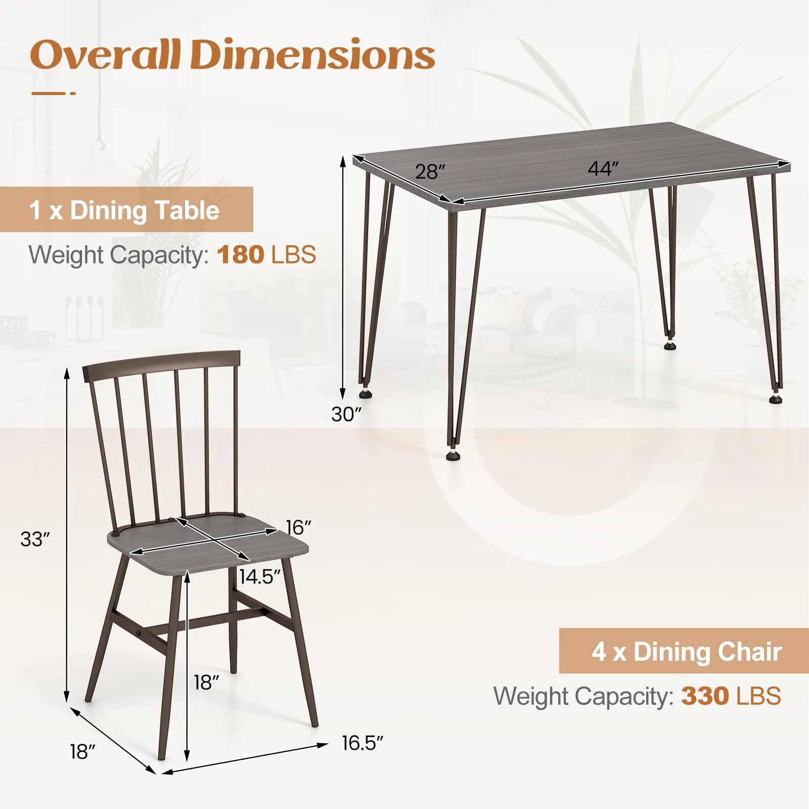 Giantex Dining Table Set for 4, Dining Set with Kitchen Table, Dining Chairs