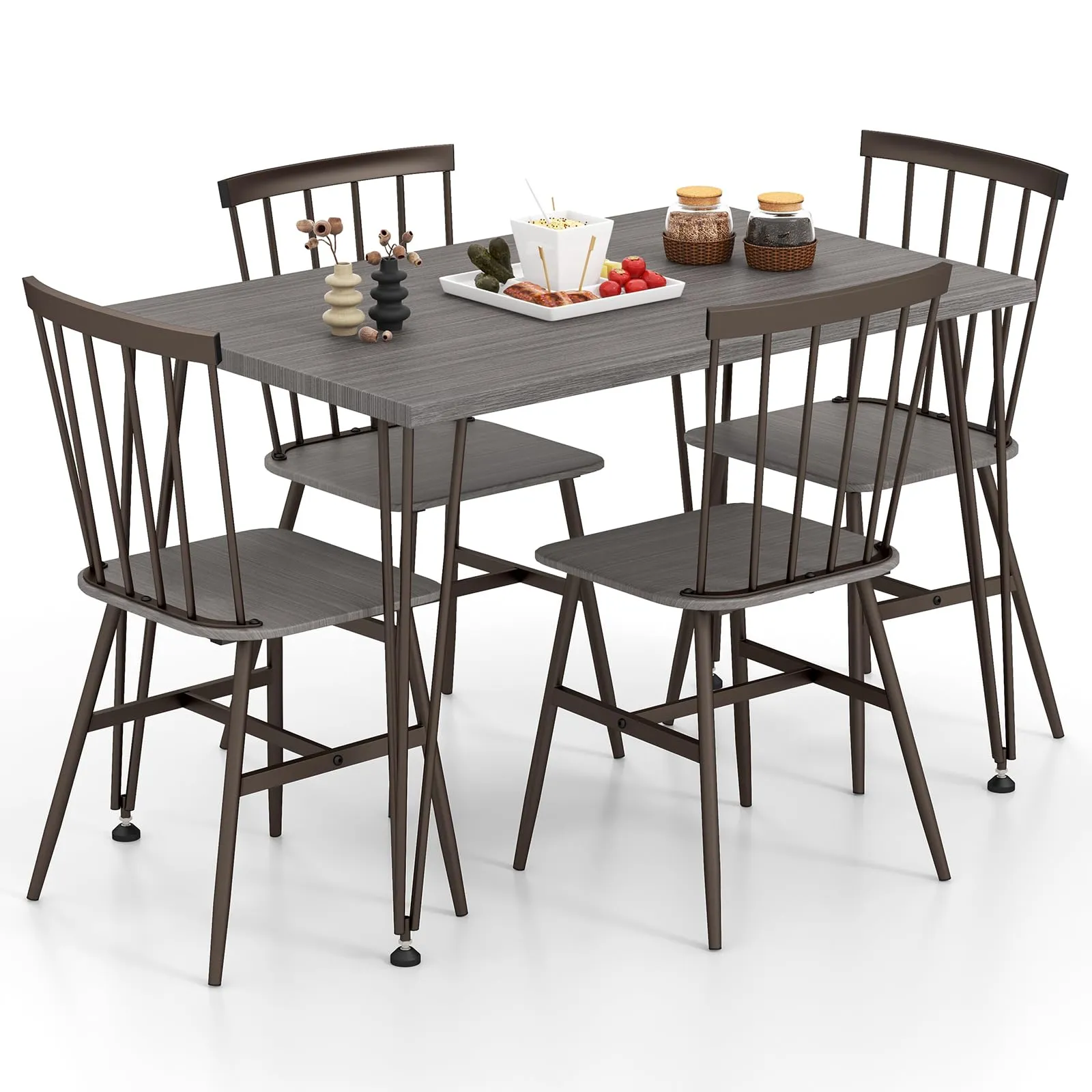Giantex Dining Table Set for 4, Dining Set with Kitchen Table, Dining Chairs tablecloth, dining table