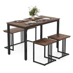 Giantex Dining Table Set for 4 Industrial Kitchen Table 2 Chairs Stool & Bench tablecloth, dining table