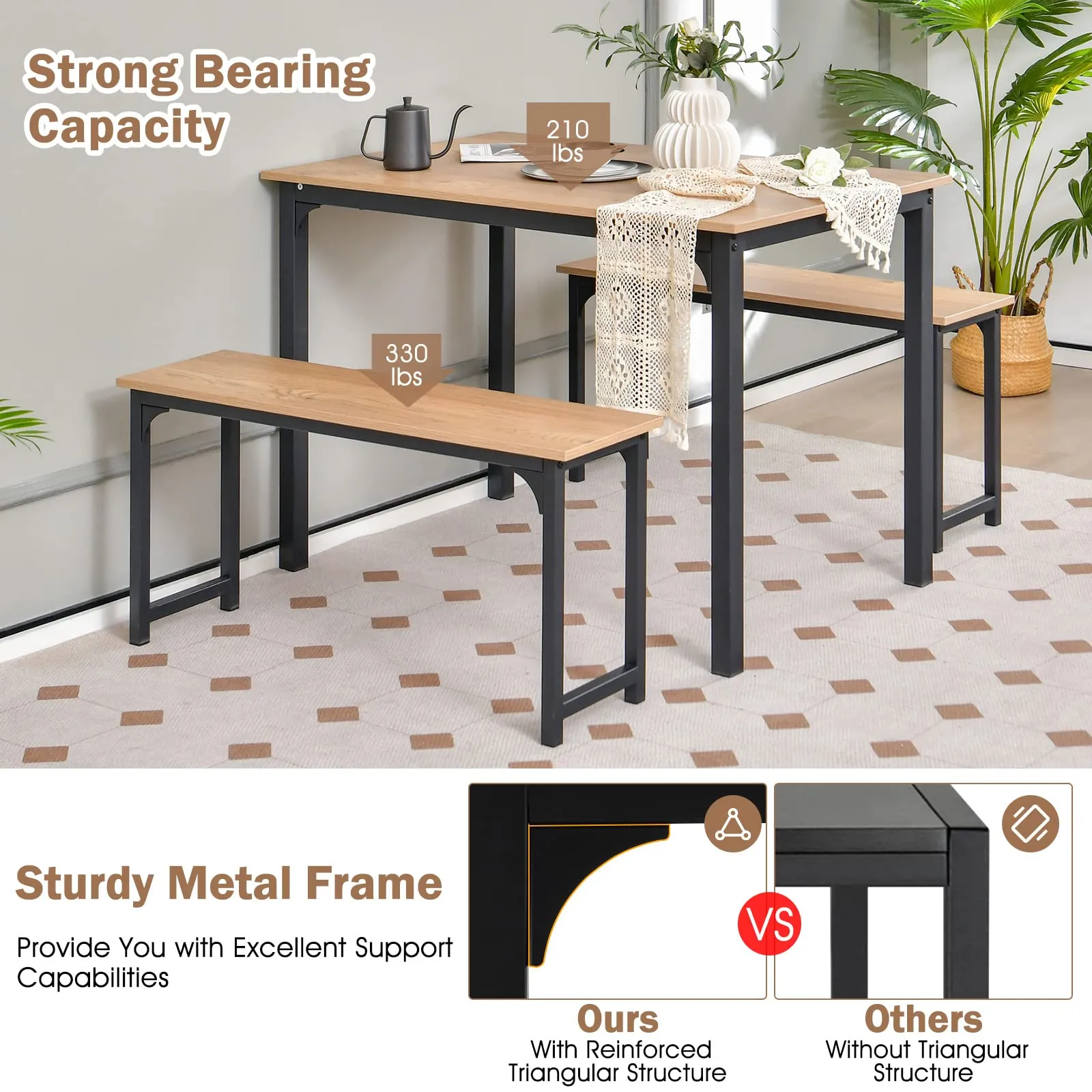 Giantex Dining Table Set for 4, Industrial Kitchen Table Set