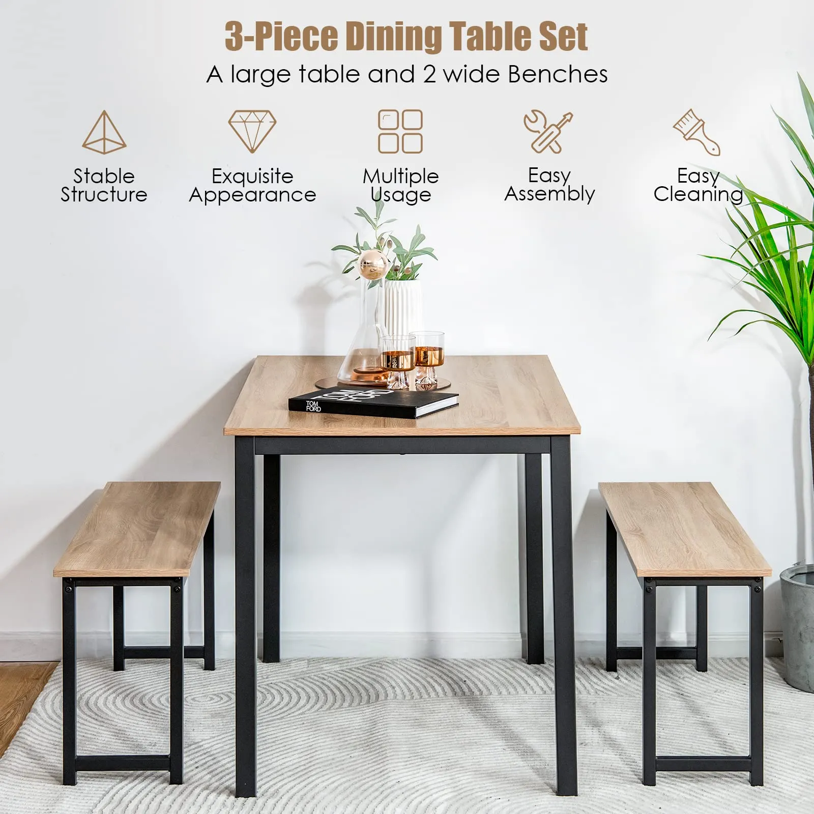 Giantex Dining Table Set for 4, Industrial Kitchen Table Set