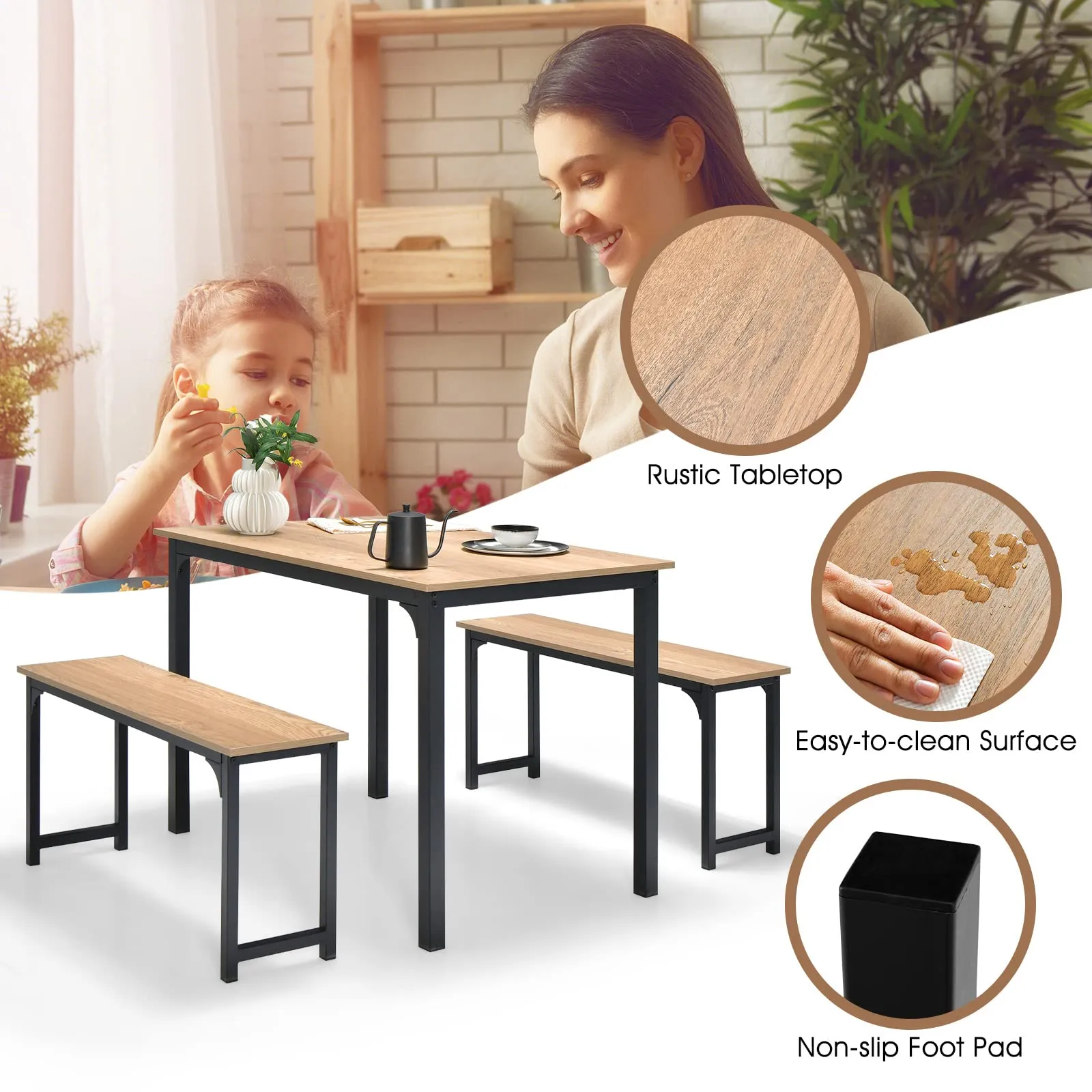 Giantex Dining Table Set for 4, Industrial Kitchen Table Set